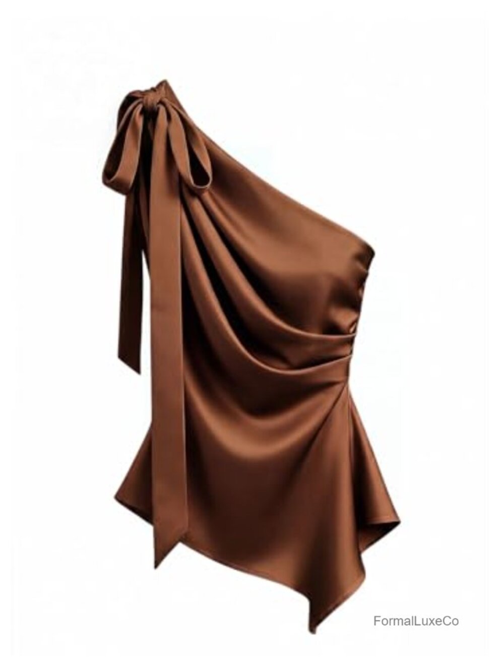 Satin One Shoulder Ruched Asymmetrical Dressy Tank Top, Sleeveless Party Top
